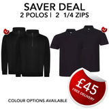 SAVER DEAL :: 2 POLO SHIRTS | 2   1/4 ZIP SWEATSHIRTS