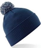 Pom-Pom Beanie Woven - With Front Centre Embroidery