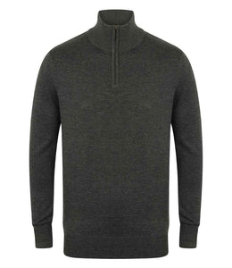 Zip Neck Knitted Sweater - Charcoal Grey