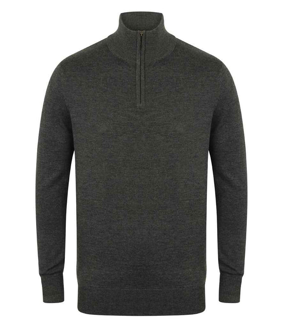 Zip Neck Knitted Sweater - Charcoal Grey