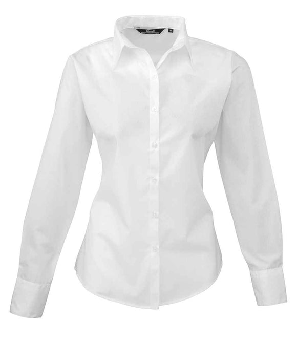 Ladies Long Sleeve Poplin Blouse - White