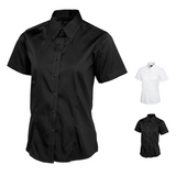 Ladies Short Sleeve Button-down Oxford Shirt